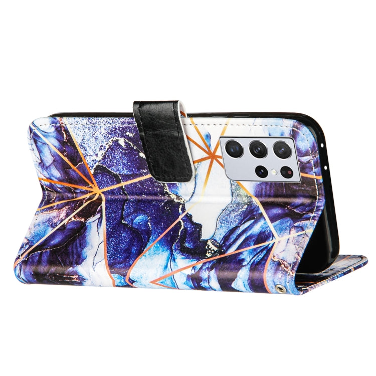 For Samsung Galaxy S21 Ultra 5G Marble Stitching Horizontal Flip PU Leather Case with Holder & Card Slots & Wallet & Lanyard