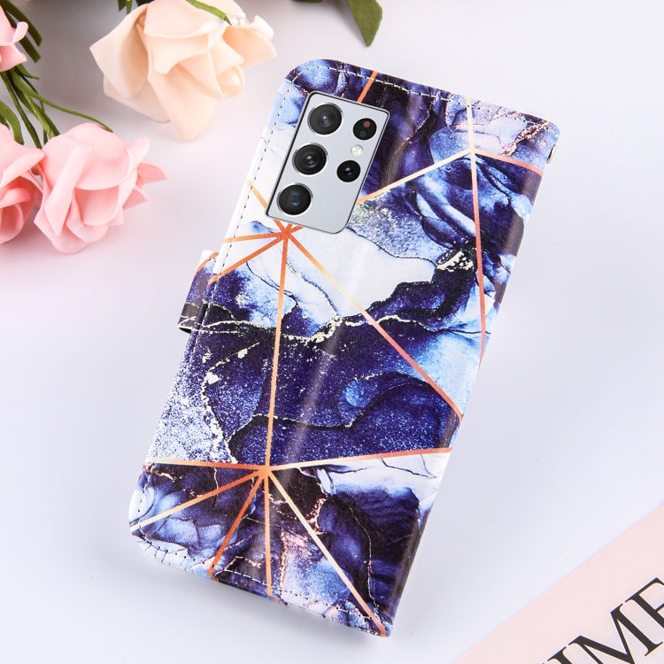 For Samsung Galaxy S21 Ultra 5G Marble Stitching Horizontal Flip PU Leather Case with Holder & Card Slots & Wallet & Lanyard