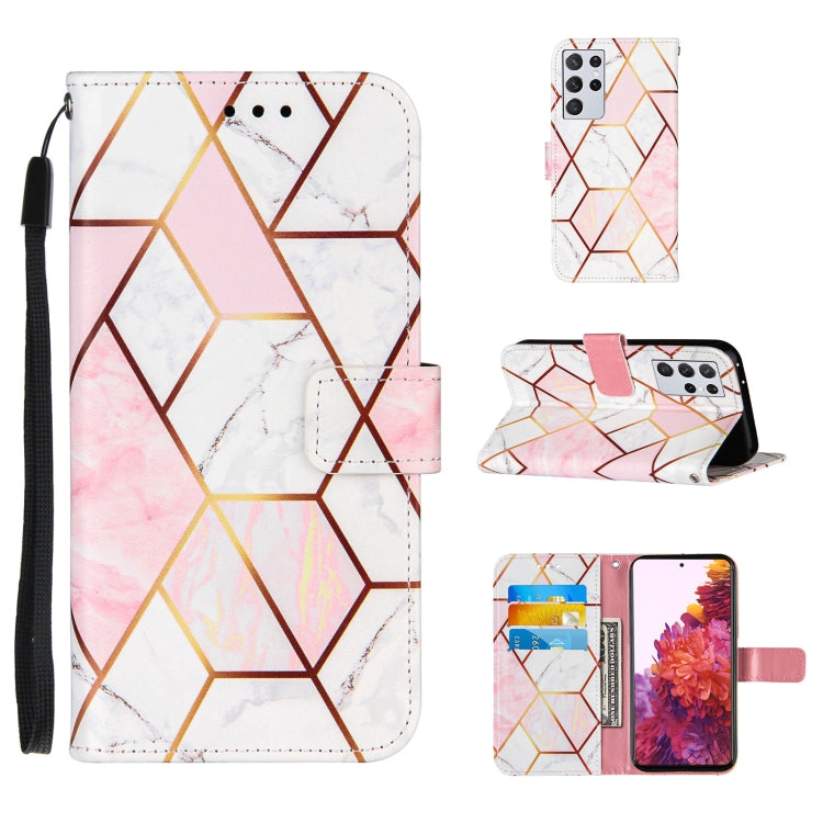 For Samsung Galaxy S21 Ultra 5G Marble Stitching Horizontal Flip PU Leather Case with Holder & Card Slots & Wallet & Lanyard