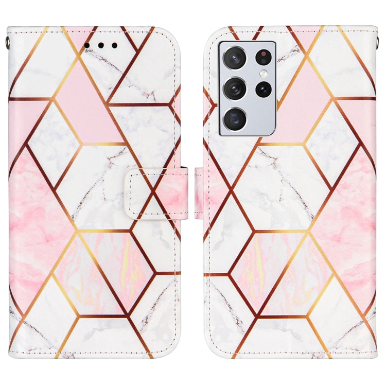 For Samsung Galaxy S21 Ultra 5G Marble Stitching Horizontal Flip PU Leather Case with Holder & Card Slots & Wallet & Lanyard