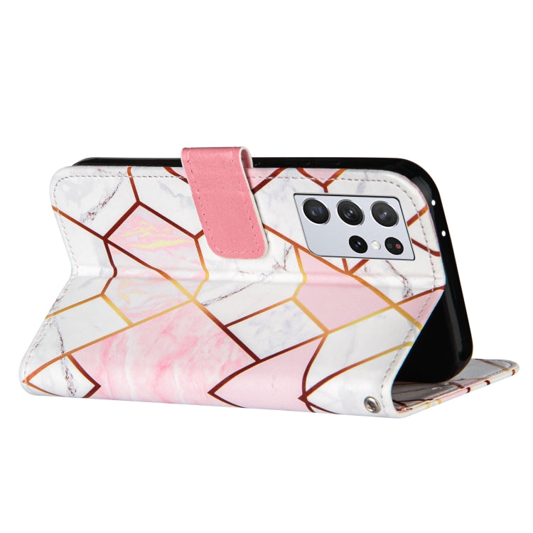 For Samsung Galaxy S21 Ultra 5G Marble Stitching Horizontal Flip PU Leather Case with Holder & Card Slots & Wallet & Lanyard