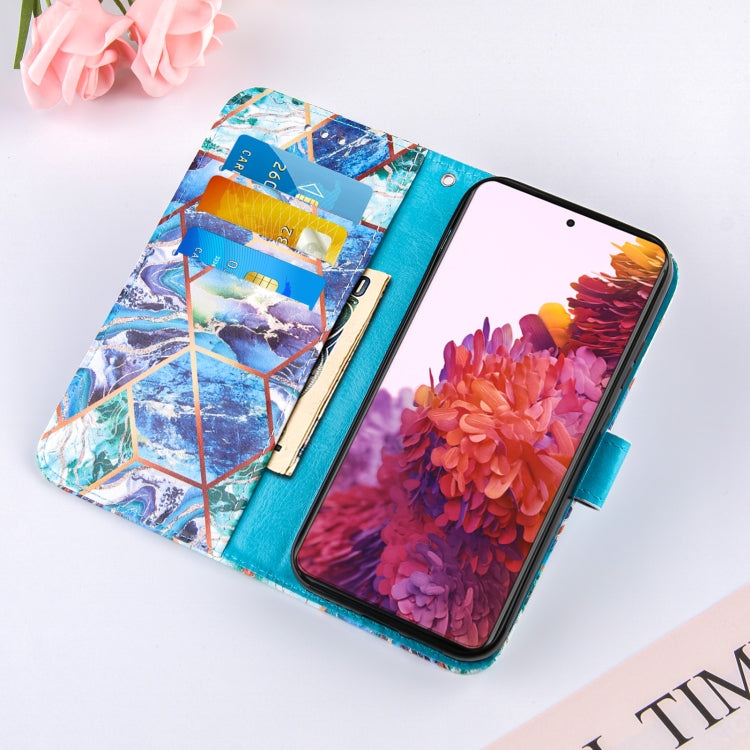 For Samsung Galaxy S21 Ultra 5G Marble Stitching Horizontal Flip PU Leather Case with Holder & Card Slots & Wallet & Lanyard