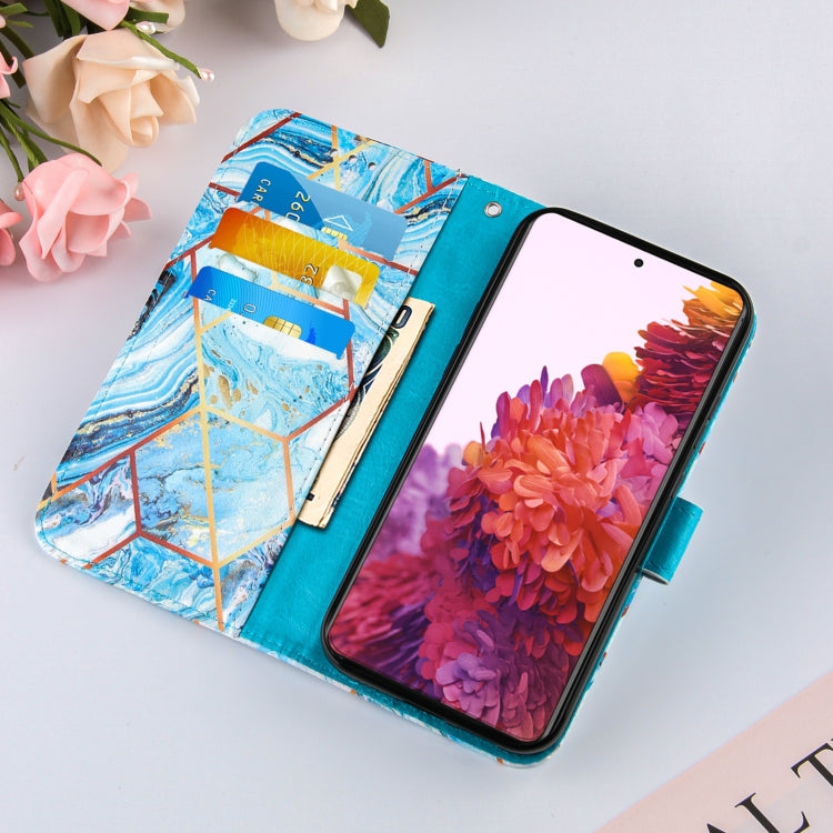 For Samsung Galaxy S21 Ultra 5G Marble Stitching Horizontal Flip PU Leather Case with Holder & Card Slots & Wallet & Lanyard