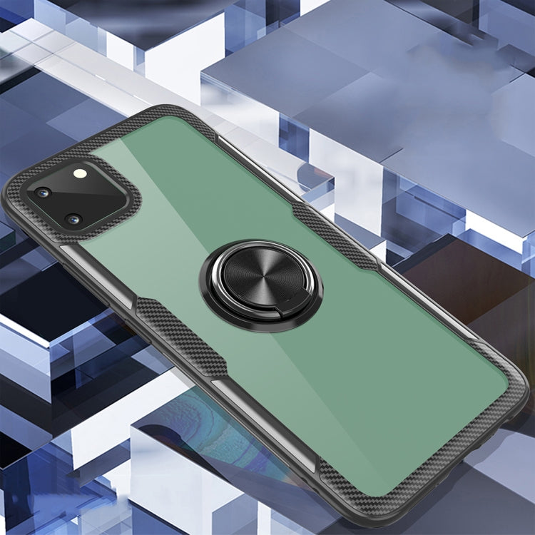For OPPO Realme C11 Shockproof Transparent TPU + Acrylic Protective Case with Ring Holder