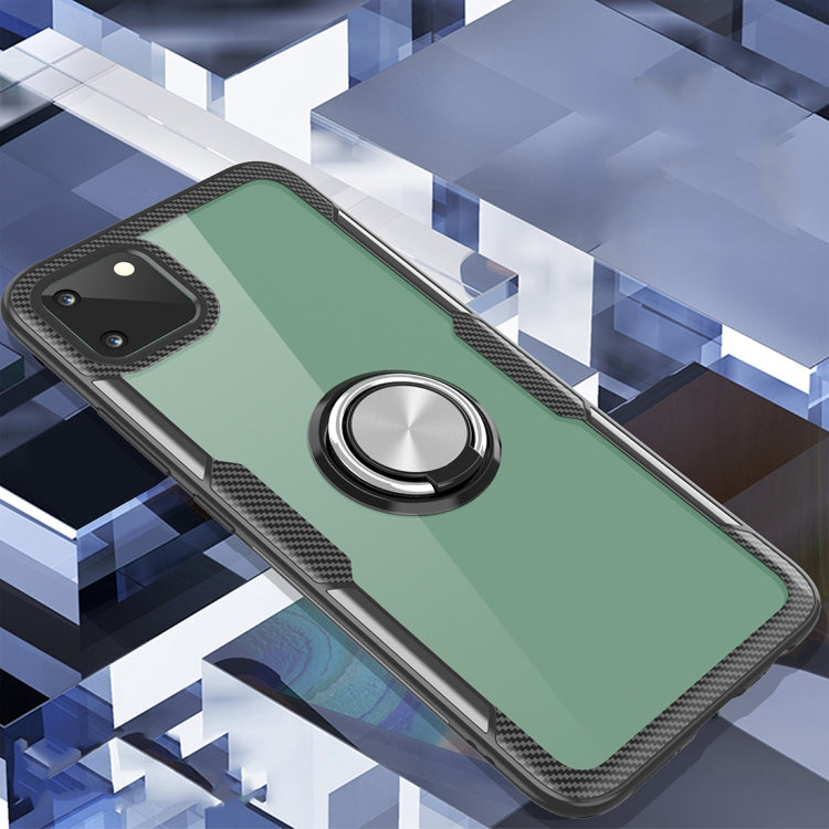 For OPPO Realme C11 Shockproof Transparent TPU + Acrylic Protective Case with Ring Holder