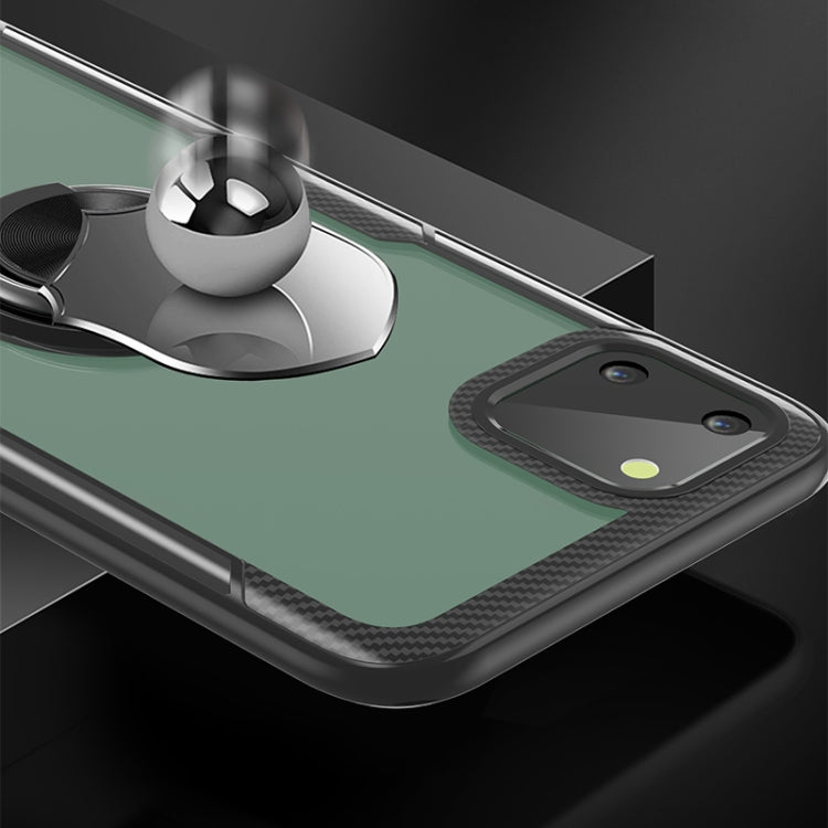 For OPPO Realme C11 Shockproof Transparent TPU + Acrylic Protective Case with Ring Holder