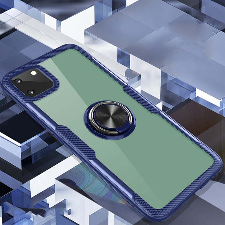 For OPPO Realme C11 Shockproof Transparent TPU + Acrylic Protective Case with Ring Holder