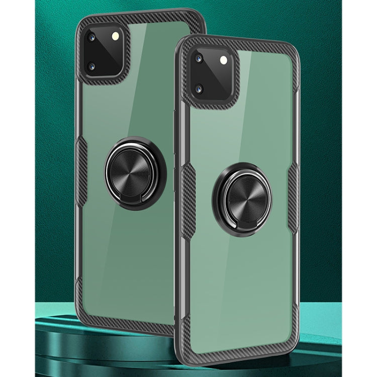 For OPPO Realme C11 Shockproof Transparent TPU + Acrylic Protective Case with Ring Holder