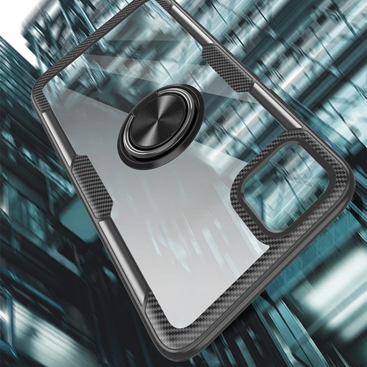 For OPPO Realme C11 Shockproof Transparent TPU + Acrylic Protective Case with Ring Holder