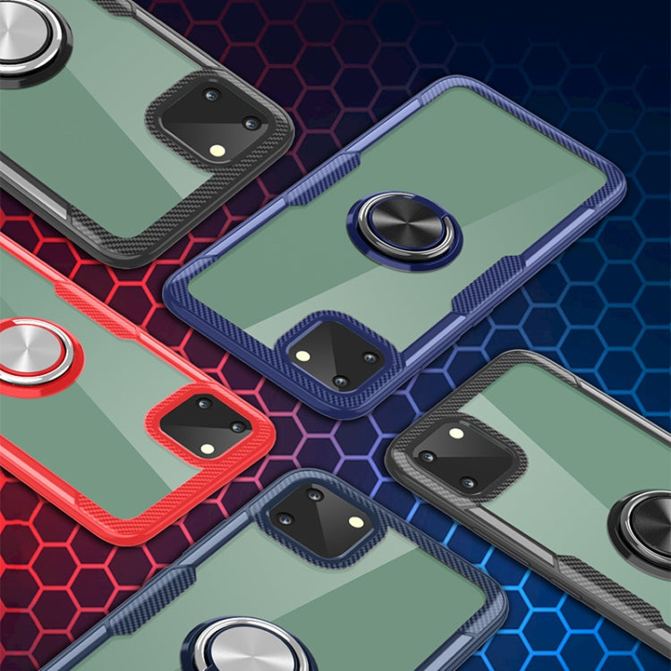 For OPPO Realme C11 Shockproof Transparent TPU + Acrylic Protective Case with Ring Holder