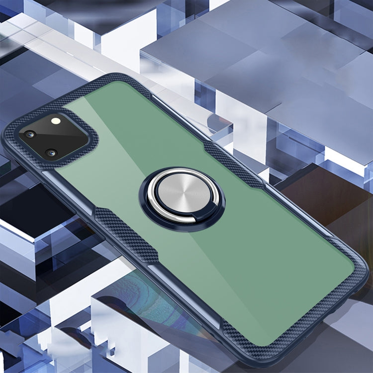 For OPPO Realme C11 Shockproof Transparent TPU + Acrylic Protective Case with Ring Holder