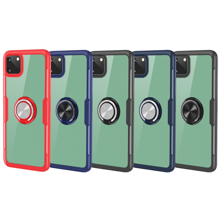 For OPPO Realme C11 Shockproof Transparent TPU + Acrylic Protective Case with Ring Holder