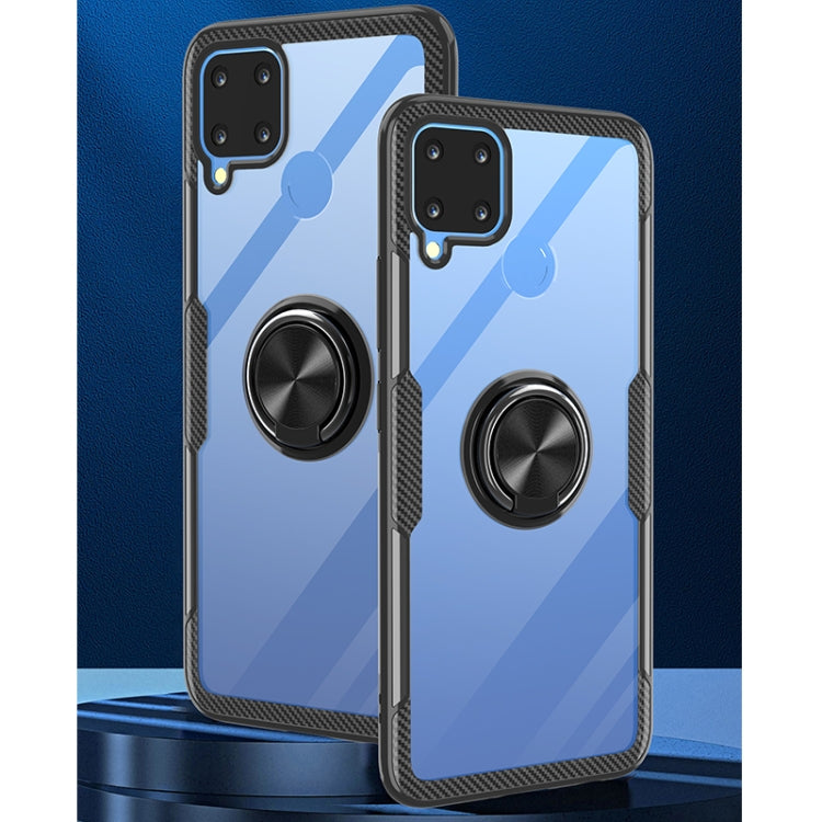 For OPPO Realme C15 Shockproof Transparent TPU + Acrylic Protective Case with Ring Holder