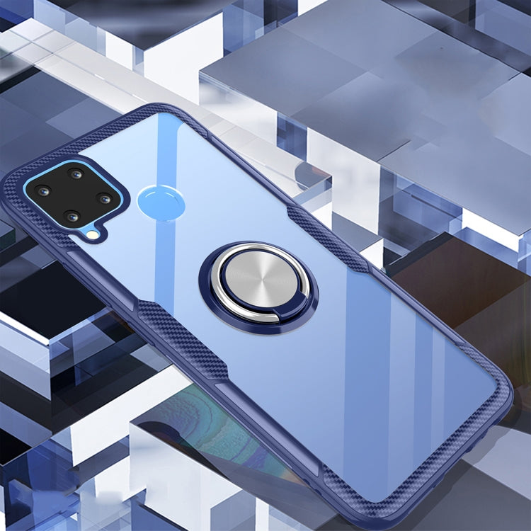 For OPPO Realme C15 Shockproof Transparent TPU + Acrylic Protective Case with Ring Holder