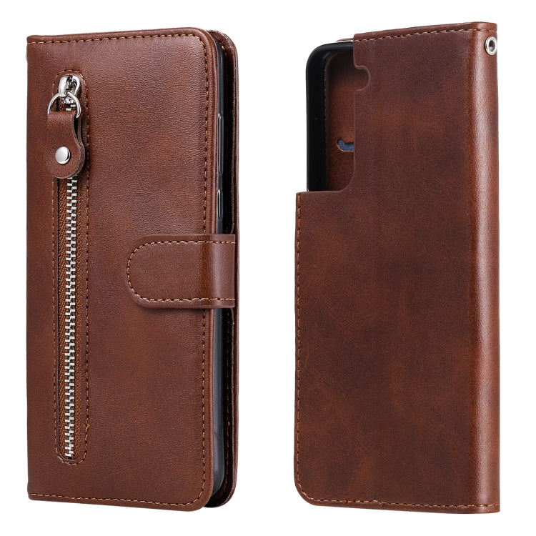For Samsung Galaxy S21 5G Fashion Calf Texture Zipper Horizontal Flip Leather Case with Holder & Card Slots & Wallet