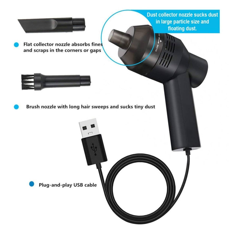 HK-6019D Portable Household Car Handheld Mini USB Vacuum Cleaner Dust Collector Cleaning Tools(Black)