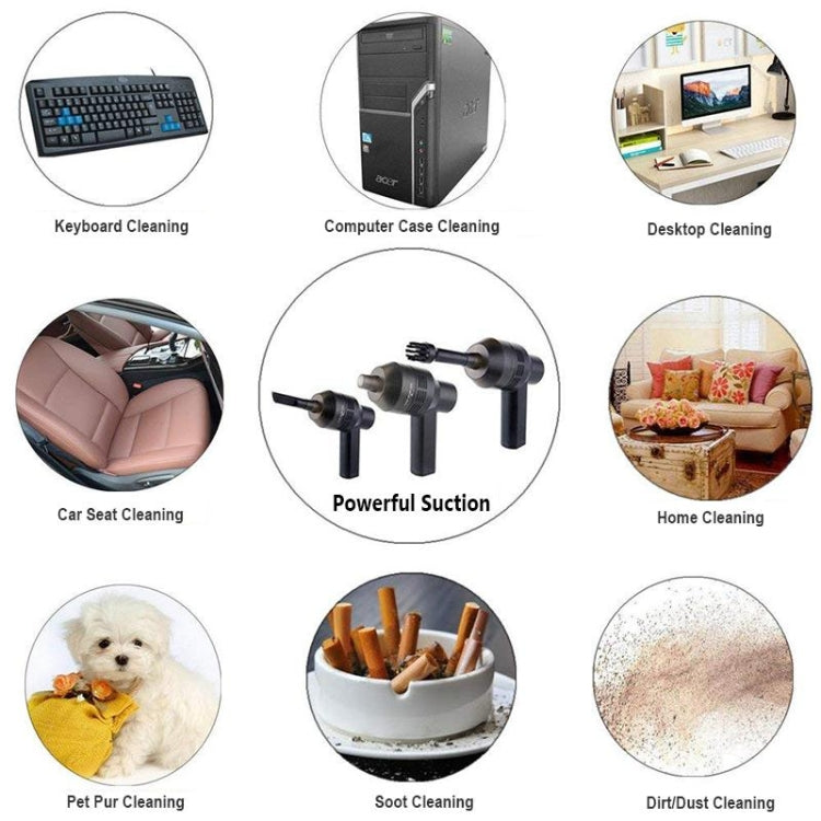 HK-6019D Portable Household Car Handheld Mini USB Vacuum Cleaner Dust Collector Cleaning Tools(Black)