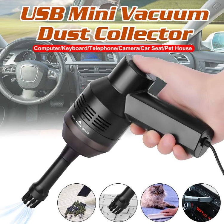 HK-6019D Portable Household Car Handheld Mini USB Vacuum Cleaner Dust Collector Cleaning Tools(Black)