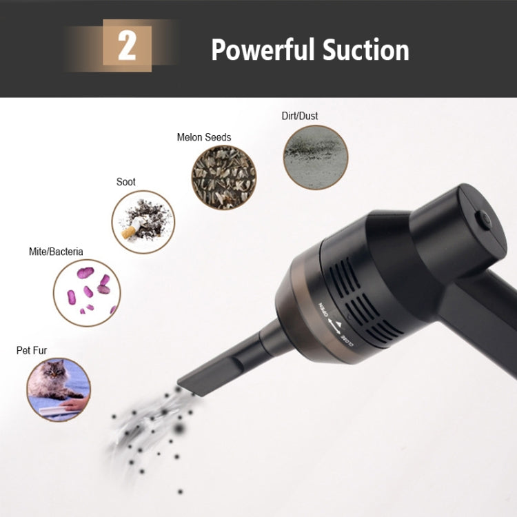 HK-6019D Portable Household Car Handheld Mini USB Vacuum Cleaner Dust Collector Cleaning Tools(Black)