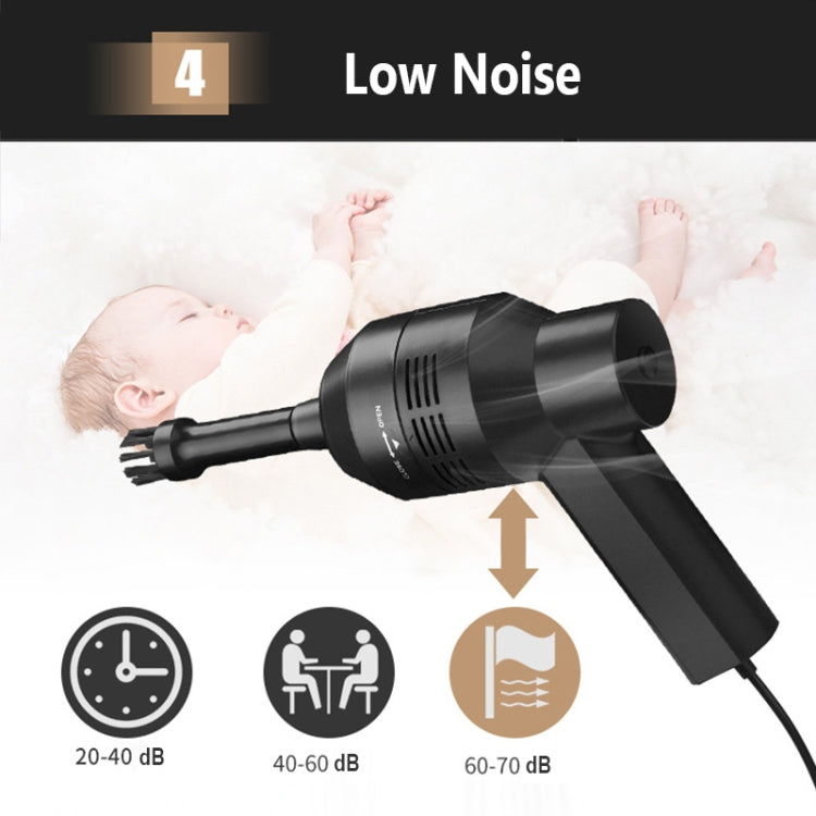 HK-6019D Portable Household Car Handheld Mini USB Vacuum Cleaner Dust Collector Cleaning Tools(Black)