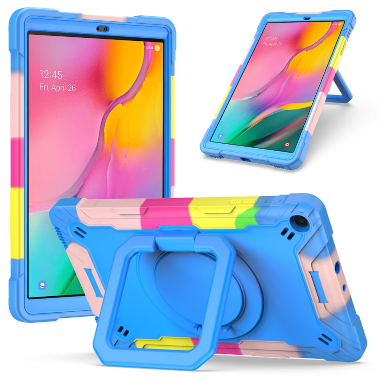 For Samsung Galaxy Tab A10.1 (2019) T510 Contrast Color Shockproof Robot Silicone + PC Case with Wristband Holder