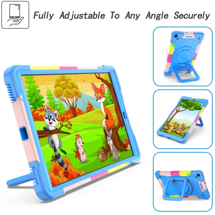 For Samsung Galaxy Tab A10.1 (2019) T510 Contrast Color Shockproof Robot Silicone + PC Case with Wristband Holder