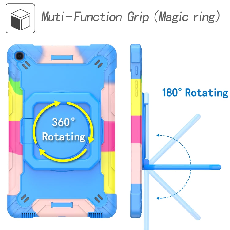 For Samsung Galaxy Tab A10.1 (2019) T510 Contrast Color Shockproof Robot Silicone + PC Case with Wristband Holder