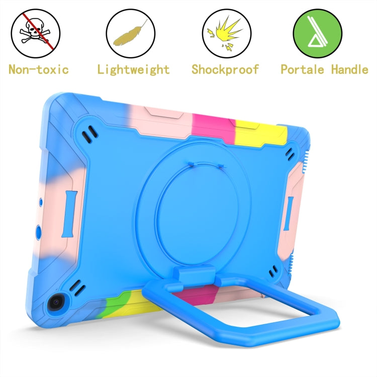For Samsung Galaxy Tab A10.1 (2019) T510 Contrast Color Shockproof Robot Silicone + PC Case with Wristband Holder