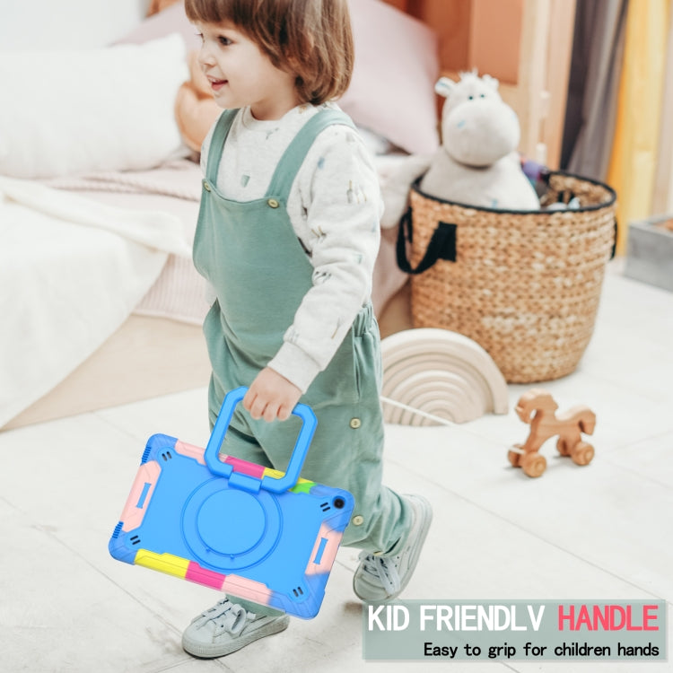 For Samsung Galaxy Tab A10.1 (2019) T510 Contrast Color Shockproof Robot Silicone + PC Case with Wristband Holder