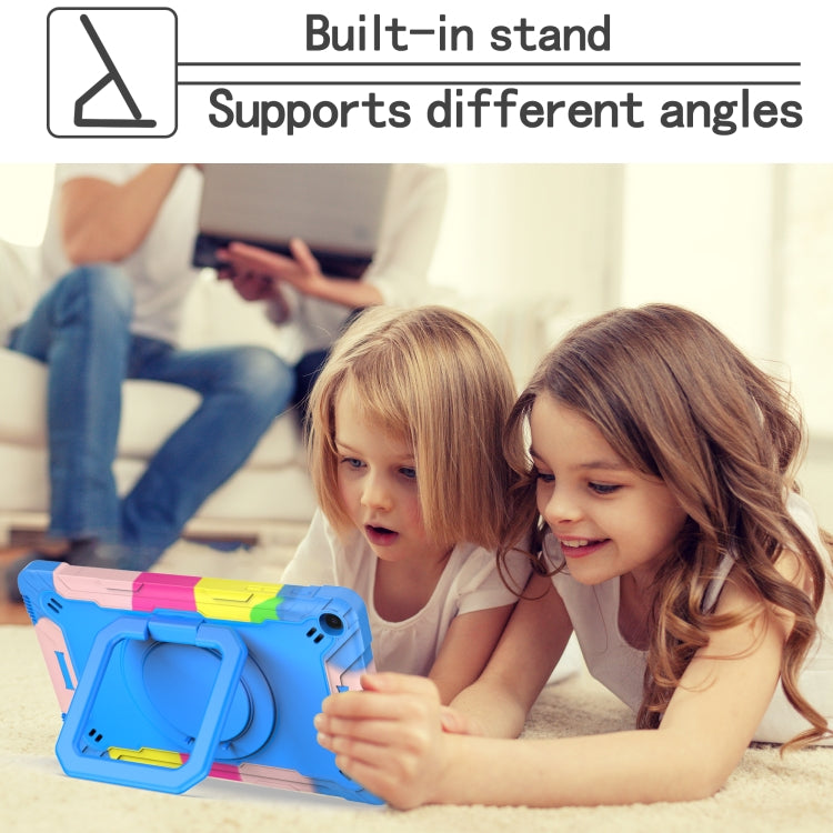 For Samsung Galaxy Tab A10.1 (2019) T510 Contrast Color Shockproof Robot Silicone + PC Case with Wristband Holder