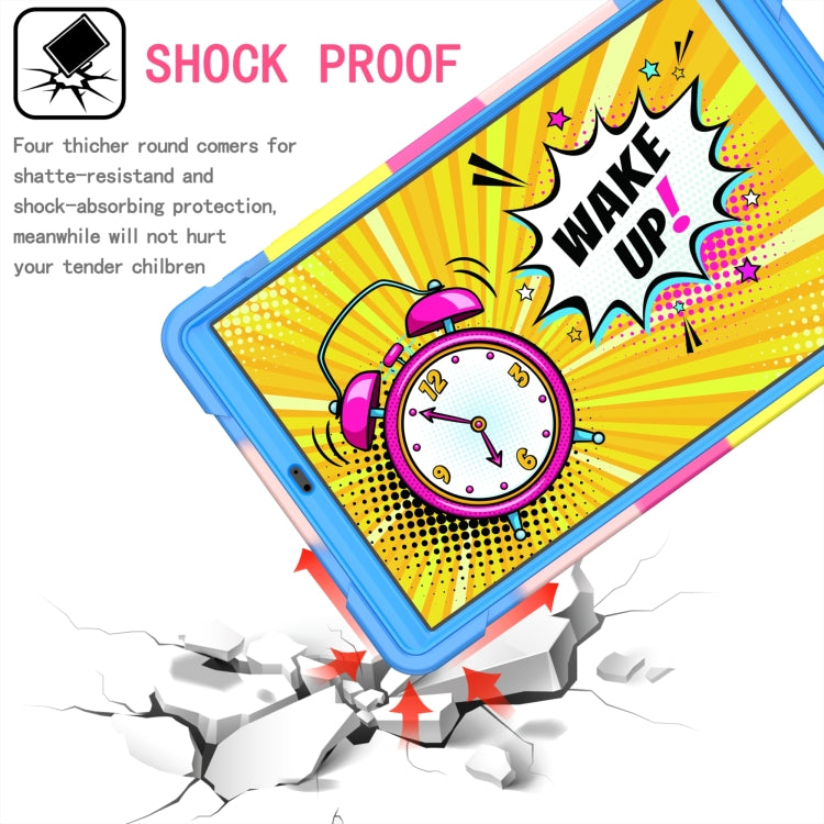 For Samsung Galaxy Tab A10.1 (2019) T510 Contrast Color Shockproof Robot Silicone + PC Case with Wristband Holder