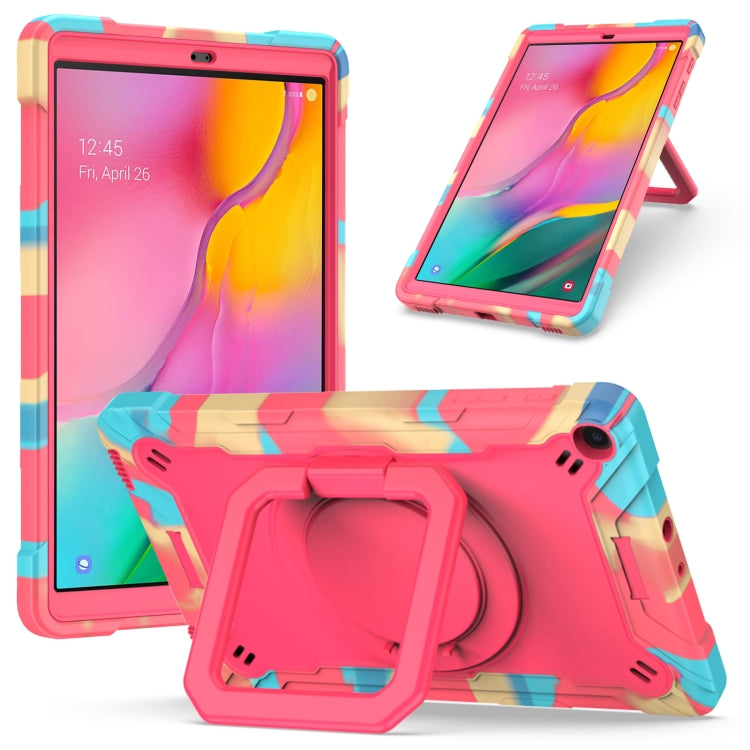 For Samsung Galaxy Tab A10.1 (2019) T510 Contrast Color Shockproof Robot Silicone + PC Case with Wristband Holder