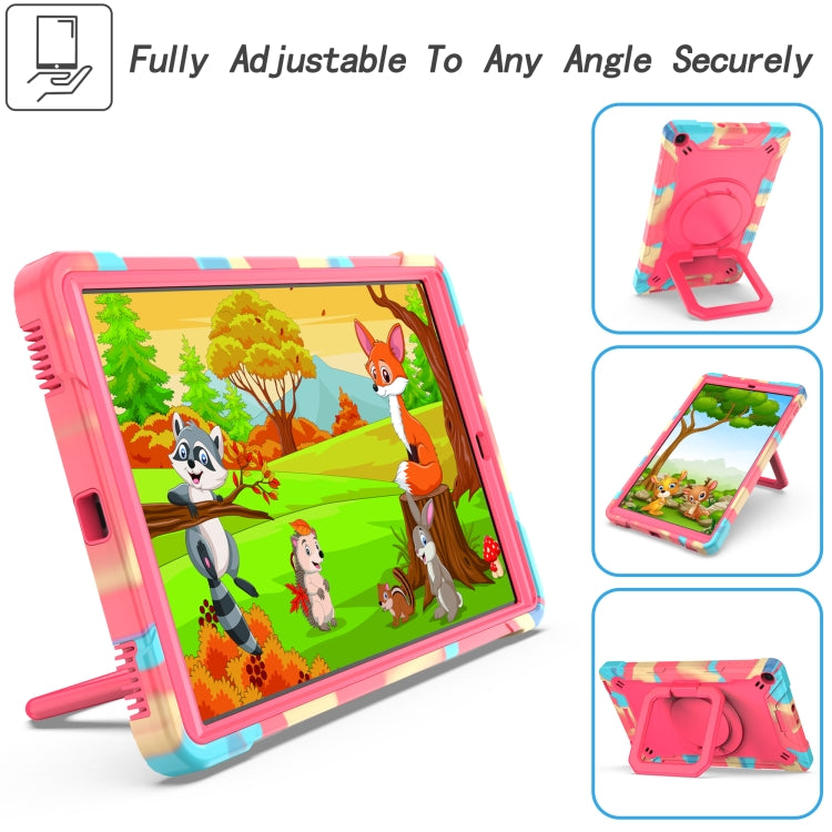 For Samsung Galaxy Tab A10.1 (2019) T510 Contrast Color Shockproof Robot Silicone + PC Case with Wristband Holder