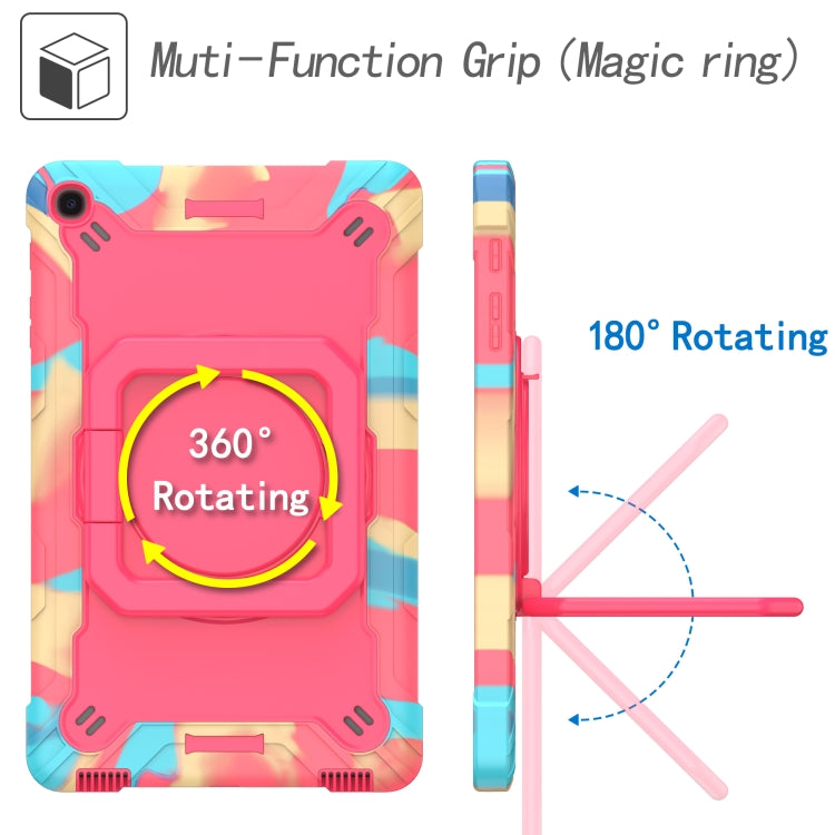 For Samsung Galaxy Tab A10.1 (2019) T510 Contrast Color Shockproof Robot Silicone + PC Case with Wristband Holder