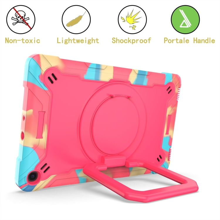 For Samsung Galaxy Tab A10.1 (2019) T510 Contrast Color Shockproof Robot Silicone + PC Case with Wristband Holder