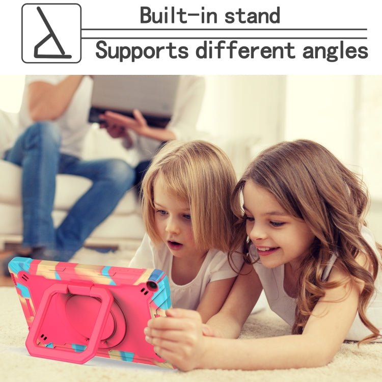 For Samsung Galaxy Tab A10.1 (2019) T510 Contrast Color Shockproof Robot Silicone + PC Case with Wristband Holder