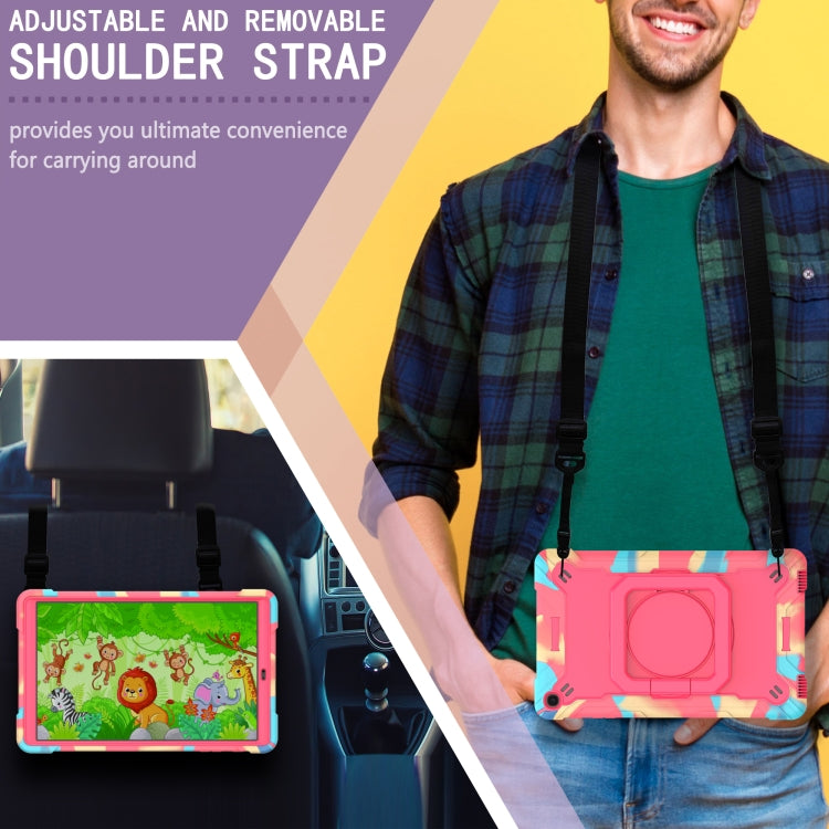 For Samsung Galaxy Tab A10.1 (2019) T510 Contrast Color Shockproof Robot Silicone + PC Case with Wristband Holder
