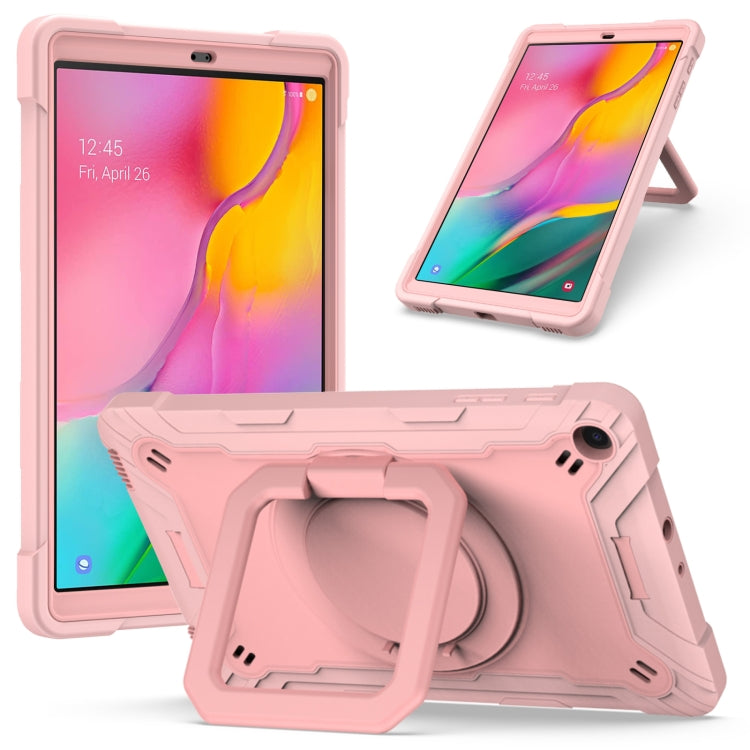 For Samsung Galaxy Tab A10.1 (2019) T510 Contrast Color Shockproof Robot Silicone + PC Case with Wristband Holder