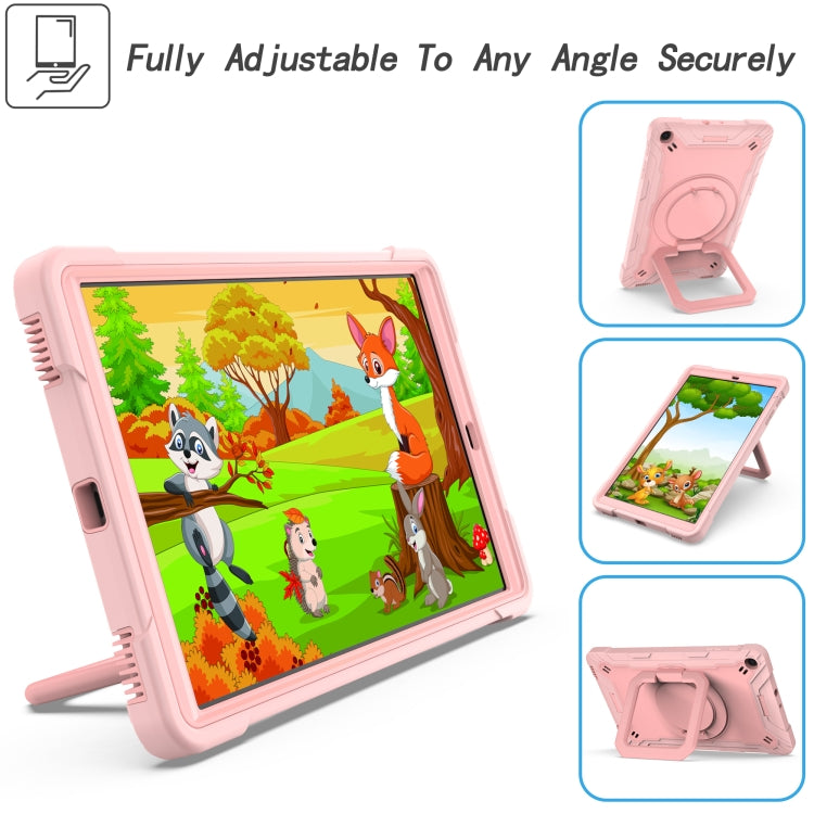 For Samsung Galaxy Tab A10.1 (2019) T510 Contrast Color Shockproof Robot Silicone + PC Case with Wristband Holder