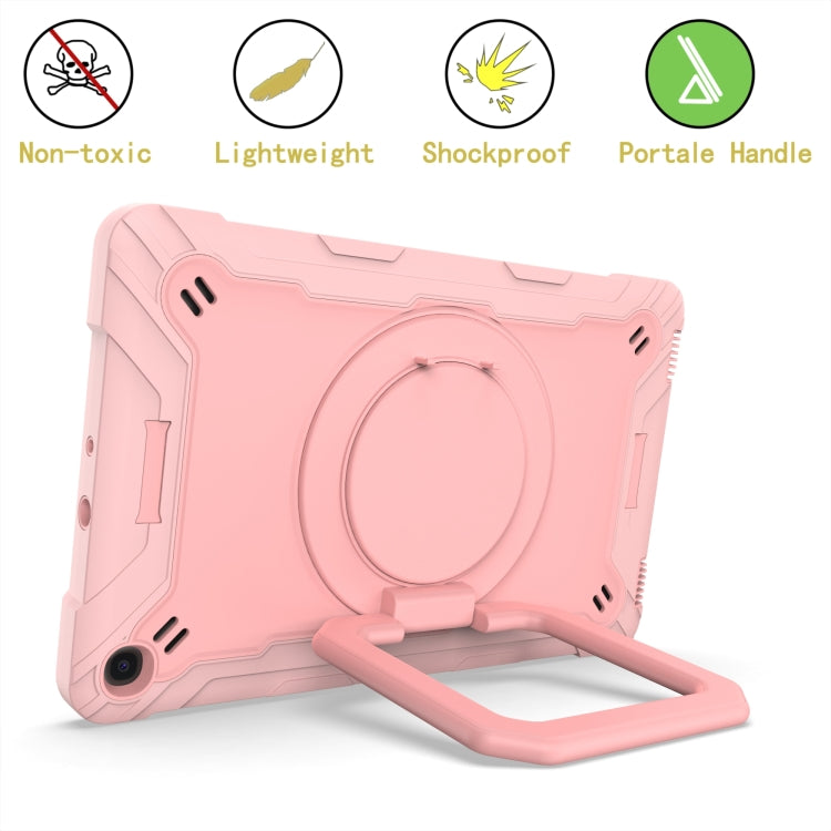For Samsung Galaxy Tab A10.1 (2019) T510 Contrast Color Shockproof Robot Silicone + PC Case with Wristband Holder