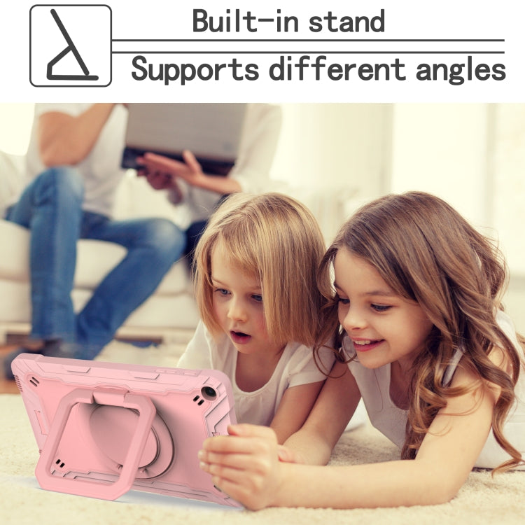 For Samsung Galaxy Tab A10.1 (2019) T510 Contrast Color Shockproof Robot Silicone + PC Case with Wristband Holder