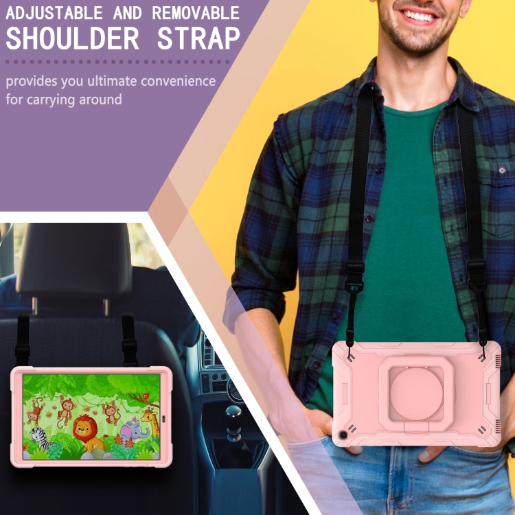 For Samsung Galaxy Tab A10.1 (2019) T510 Contrast Color Shockproof Robot Silicone + PC Case with Wristband Holder