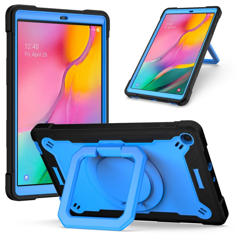 For Samsung Galaxy Tab A10.1 (2019) T510 Contrast Color Shockproof Robot Silicone + PC Case with Wristband Holder