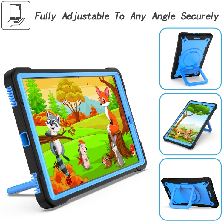 For Samsung Galaxy Tab A10.1 (2019) T510 Contrast Color Shockproof Robot Silicone + PC Case with Wristband Holder