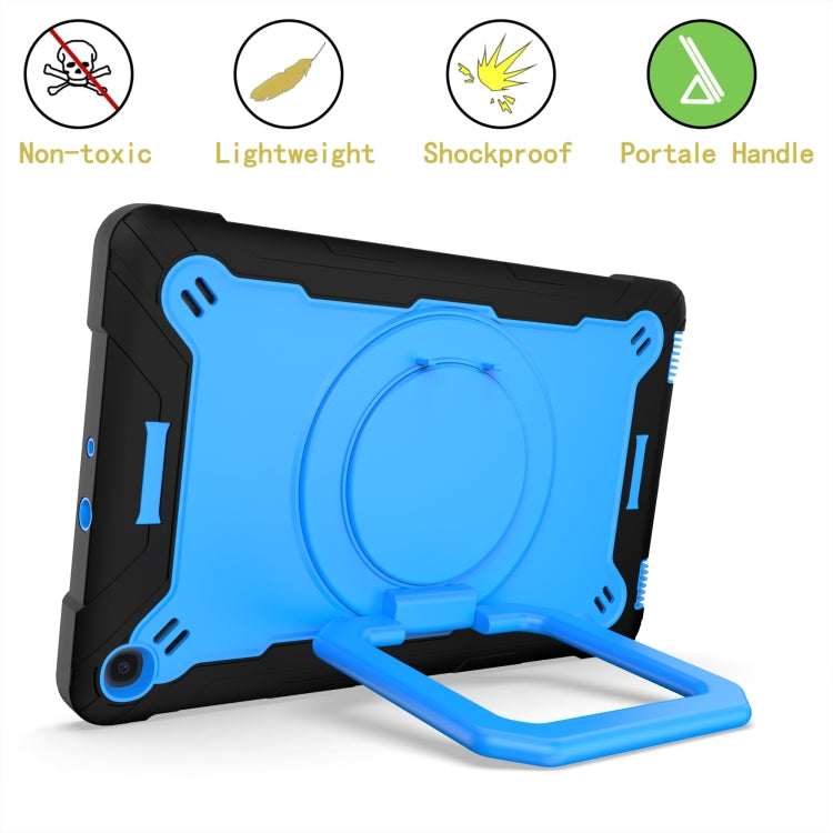 For Samsung Galaxy Tab A10.1 (2019) T510 Contrast Color Shockproof Robot Silicone + PC Case with Wristband Holder