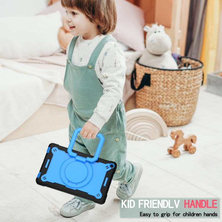 For Samsung Galaxy Tab A10.1 (2019) T510 Contrast Color Shockproof Robot Silicone + PC Case with Wristband Holder