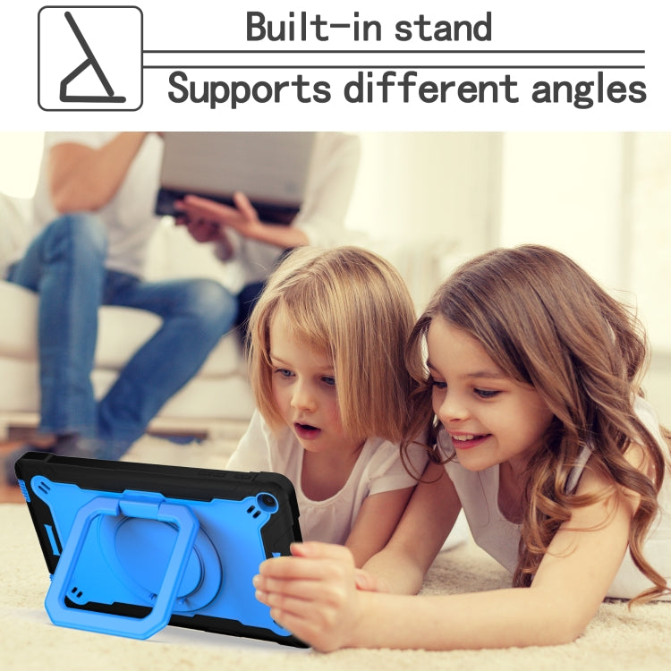For Samsung Galaxy Tab A10.1 (2019) T510 Contrast Color Shockproof Robot Silicone + PC Case with Wristband Holder