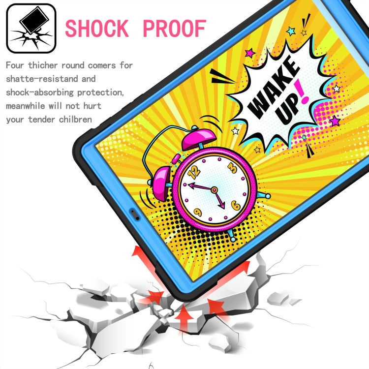 For Samsung Galaxy Tab A10.1 (2019) T510 Contrast Color Shockproof Robot Silicone + PC Case with Wristband Holder