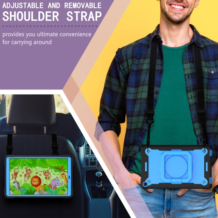For Samsung Galaxy Tab A10.1 (2019) T510 Contrast Color Shockproof Robot Silicone + PC Case with Wristband Holder