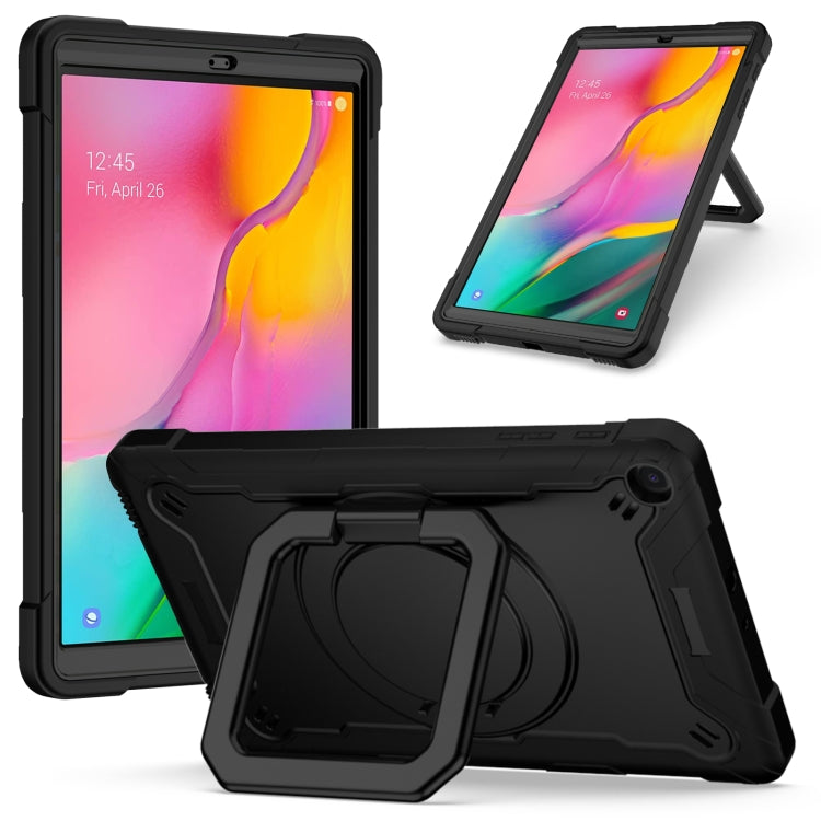 For Samsung Galaxy Tab A10.1 (2019) T510 Contrast Color Shockproof Robot Silicone + PC Case with Wristband Holder